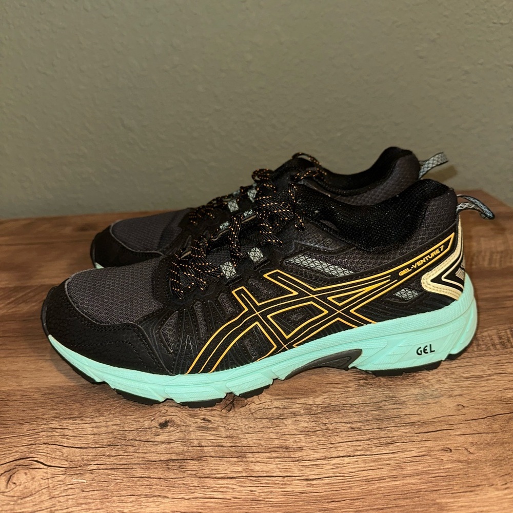 ASICS GEL-Venture 7 Women's Sz 8 Running Shoes Black/Green S1003-1030 - Picture 5 of 9